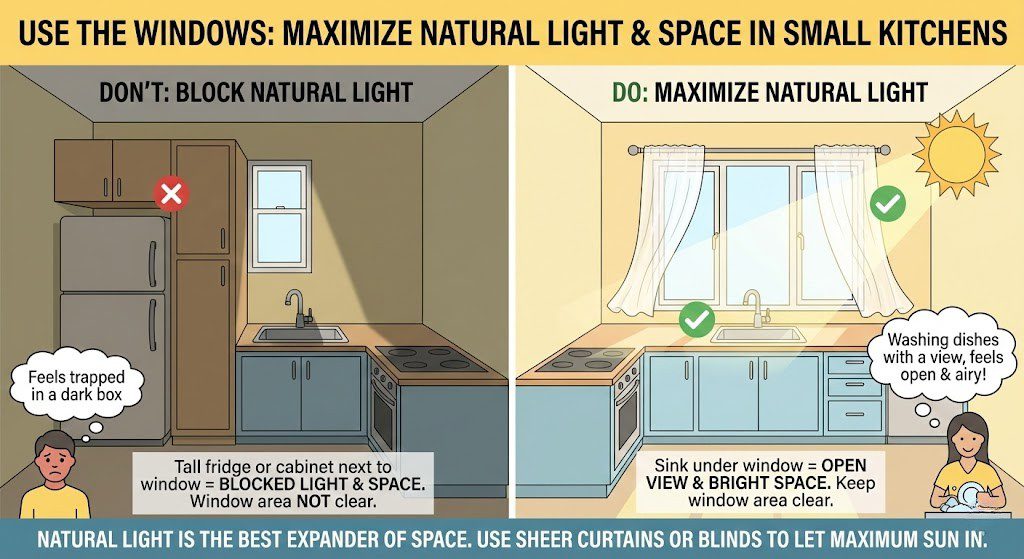 Small Kitchen Layout Ideas Windows For Natural Light